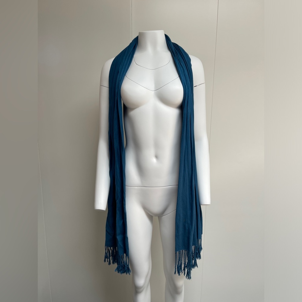 Elegant Blue Fringe Scarf